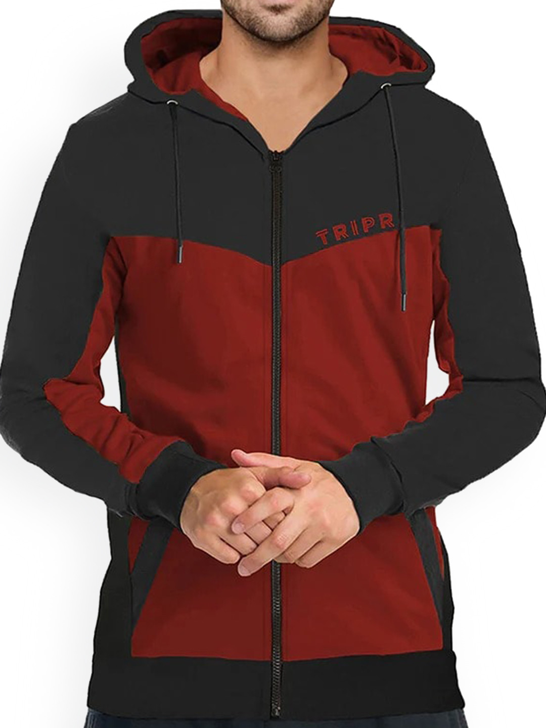 

TRIPR ORIGINALS Men Colourblocked Tailored Jacket, Maroon
