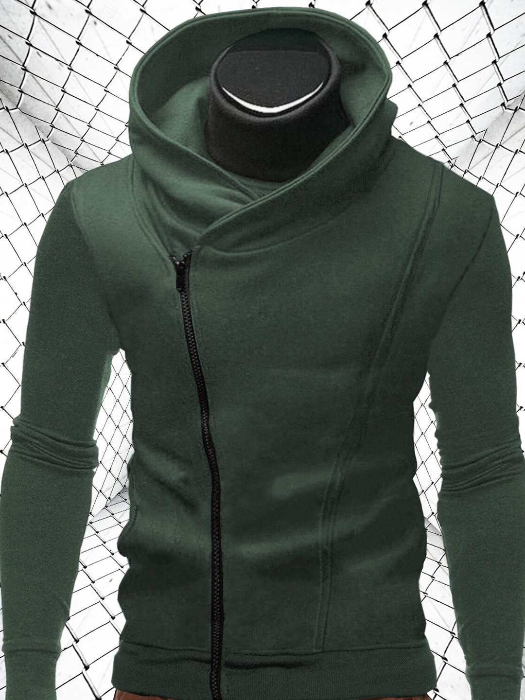 

TRIPR ORIGINALS Hooded Cotton Longline Tailored Jacket, Olive