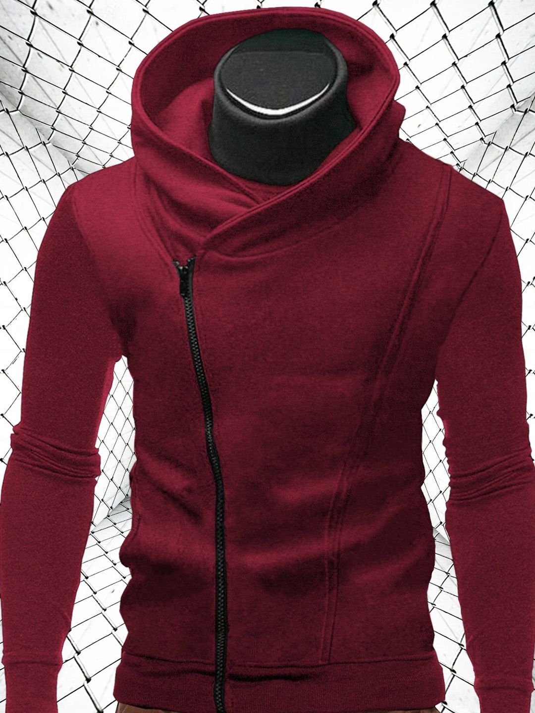 

TRIPR ORIGINALS Hooded Neck Cotton Bomber Jacket, Maroon