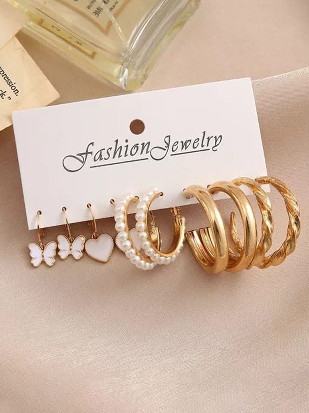 

KARISHMA KREATIONS Set Of 5 Gold-Plated Contemporary Hoop Earrings