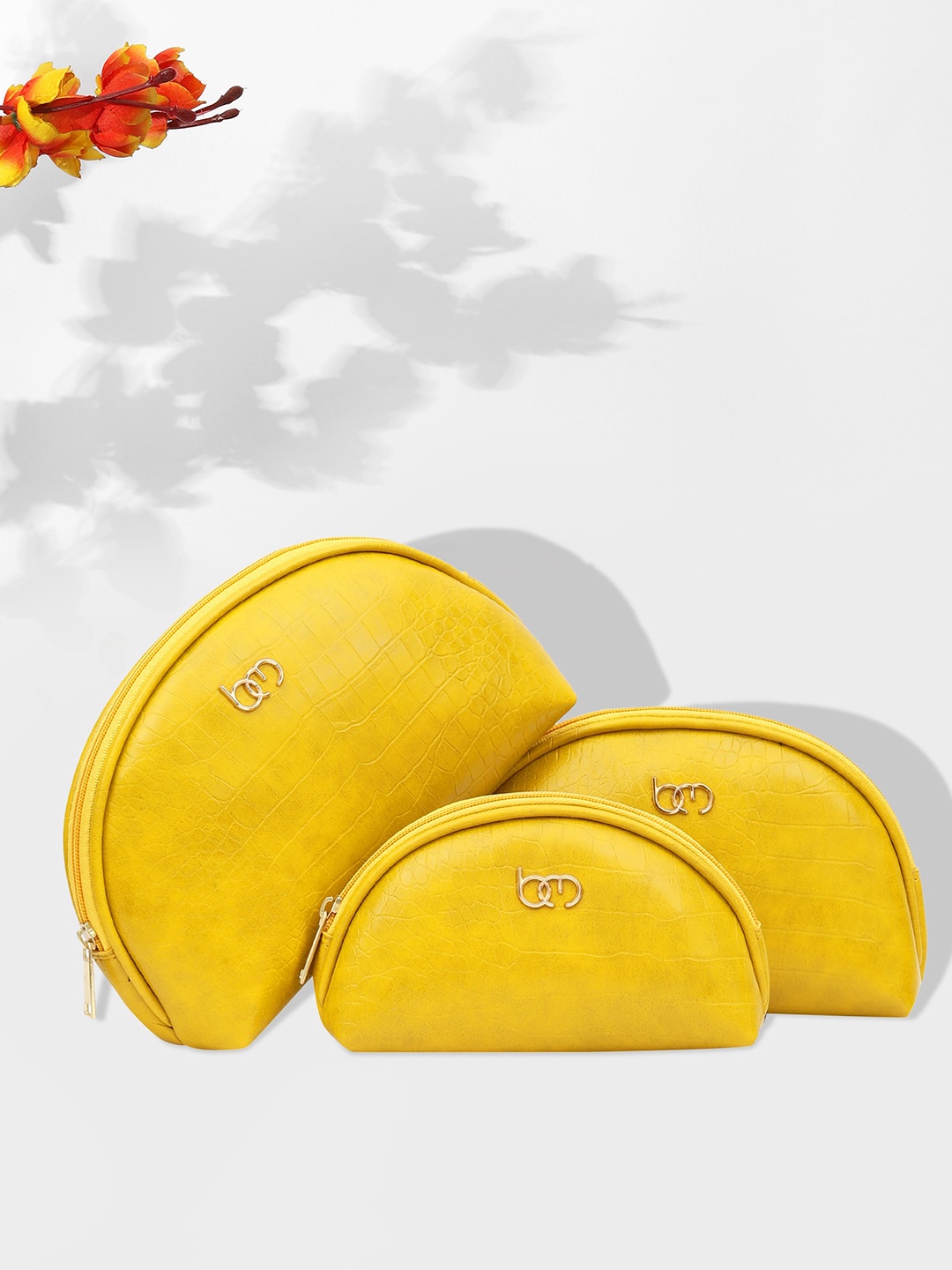 

Bagsy Malone Women Set Of 3 Yellow Travel Pouch