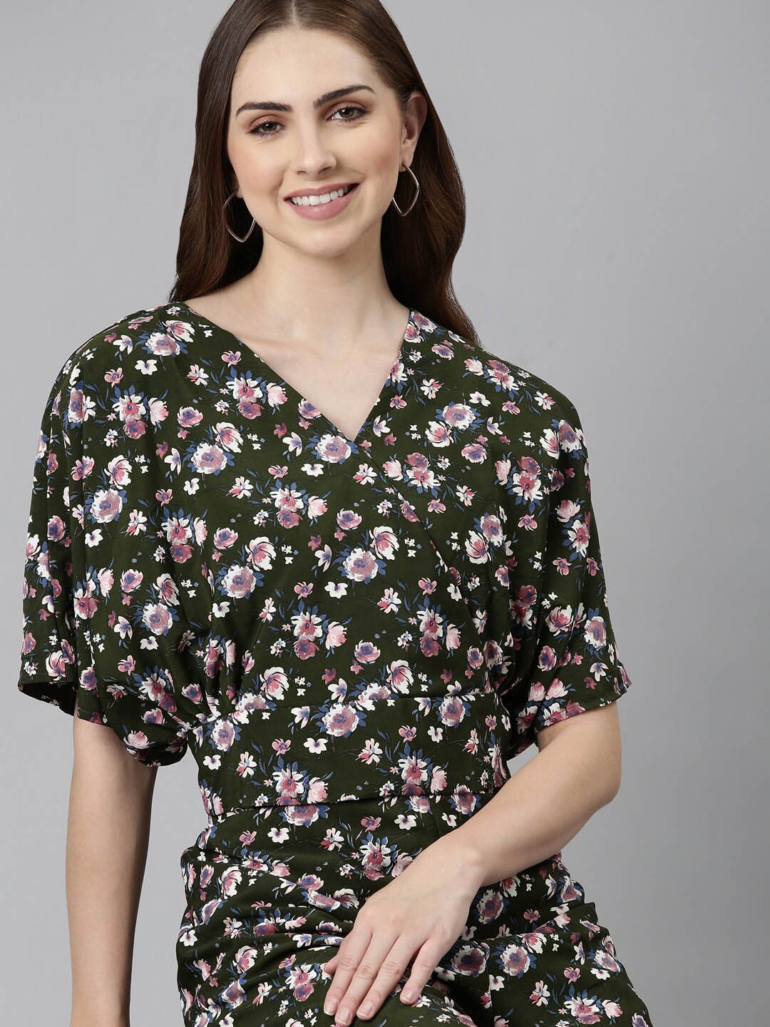 

SHOWOFF Women Printed Top With Palazzo, Olive