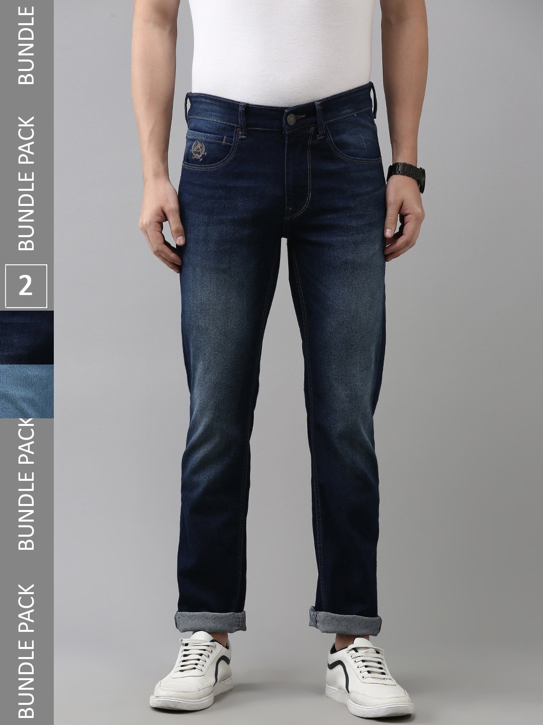 

U S Polo Assn Denim Co Pack of 2 Skinny Fit Heavy Fade Stretchable Jeans, Blue