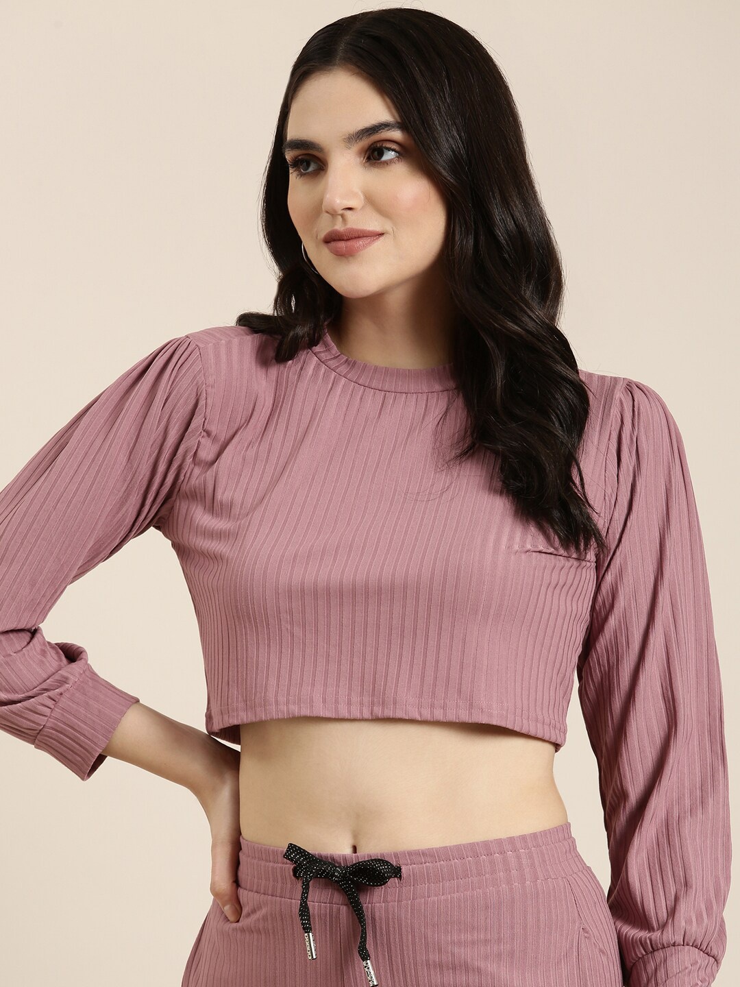 

SHOWOFF Women Crop-Top & Trouser, Mauve