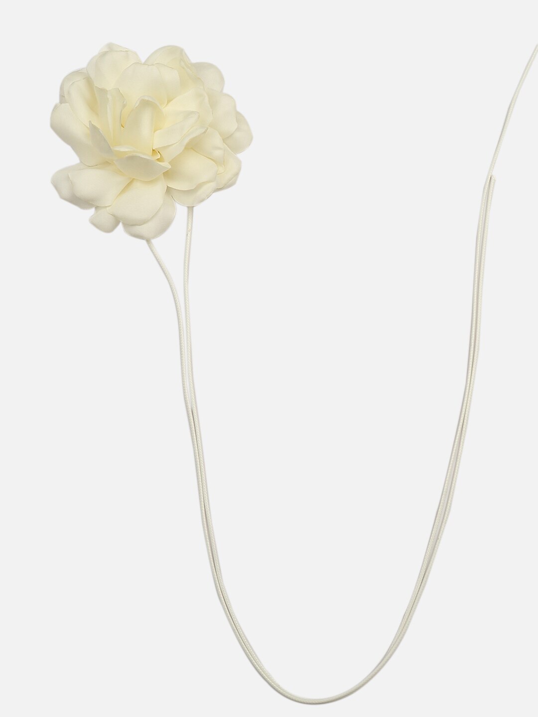 Beau Design Floral Shaped Choker Necklace, Cream