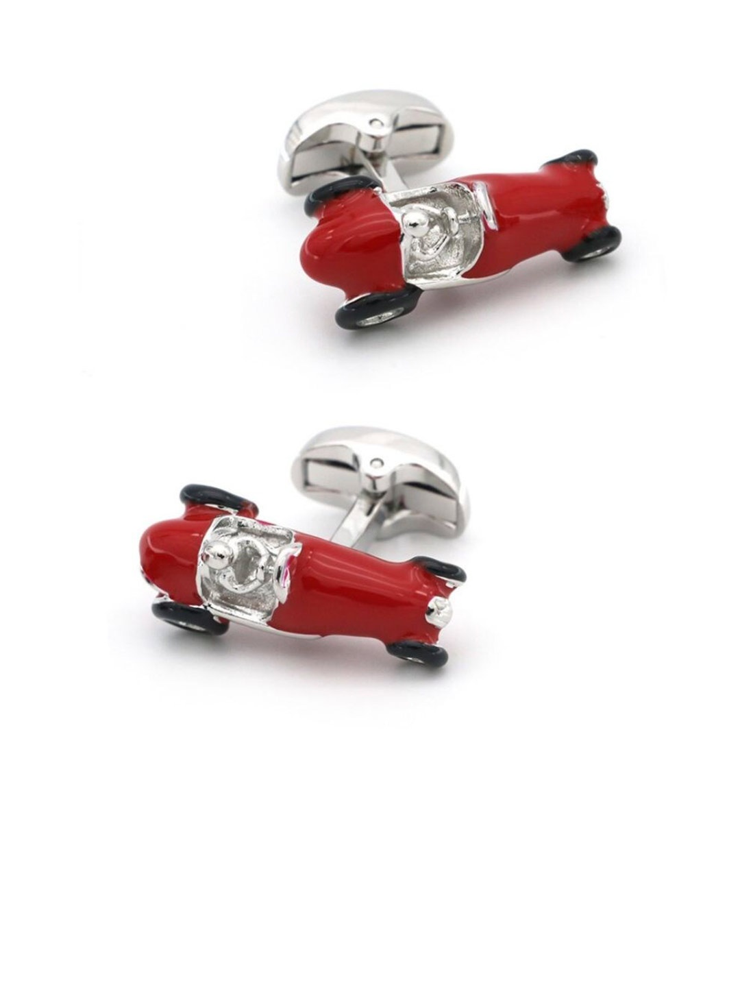 

The Tie Hub Red & Silver-Toned Quirky Cufflinks