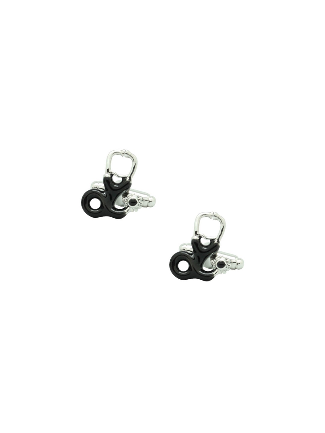 

The Tie Hub Black & Silver-Toned Quirky Cufflinks