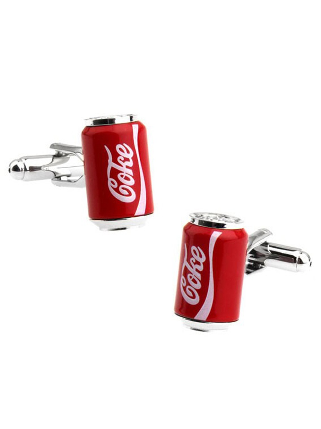 

The Tie Hub Red & Silver-Toned Cylinder Cufflinks