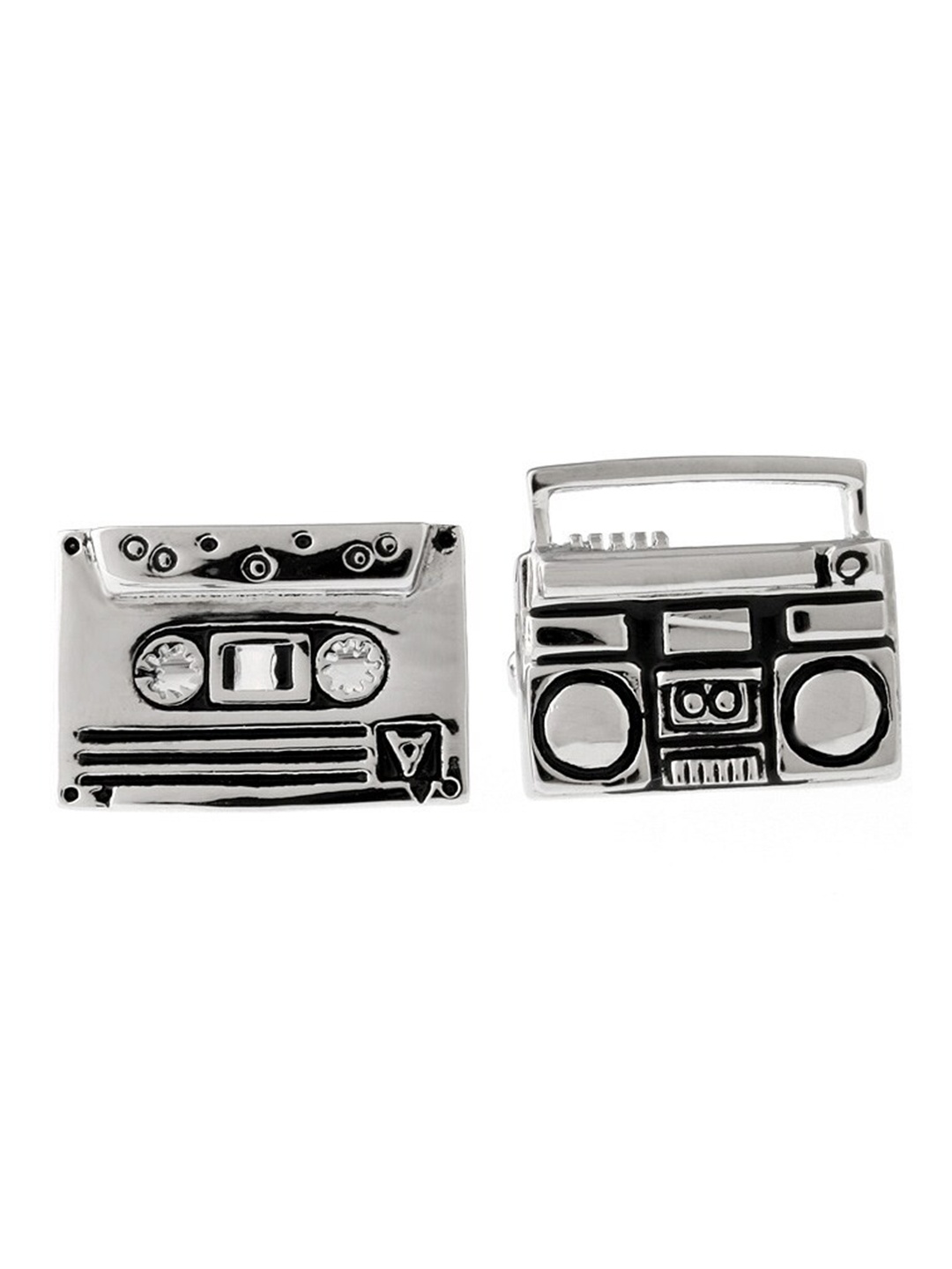 

The Tie Hub Silver-Toned & Black Cufflinks