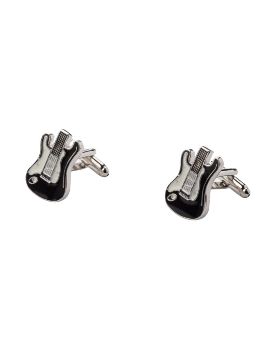 

The Tie Hub Black & Silver-Toned Quirky Cufflinks