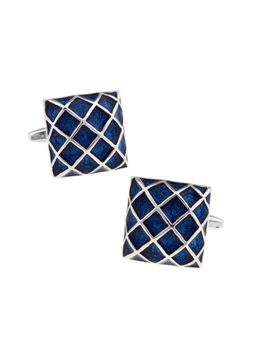 

The Tie Hub Blue & Silver-Toned Cufflinks