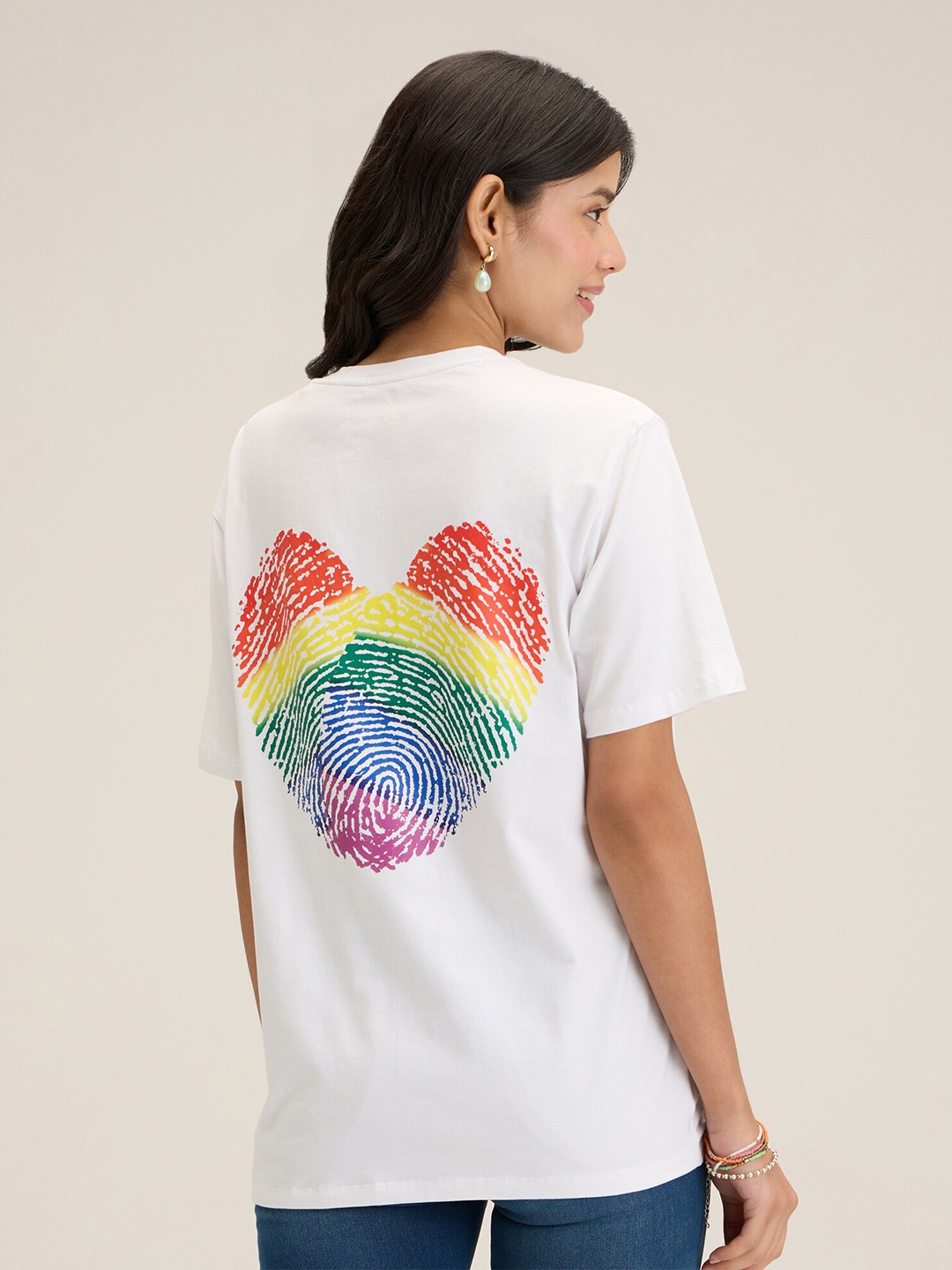 

20Dresses Heart Printed Drop-Shoulder T-shirt, White
