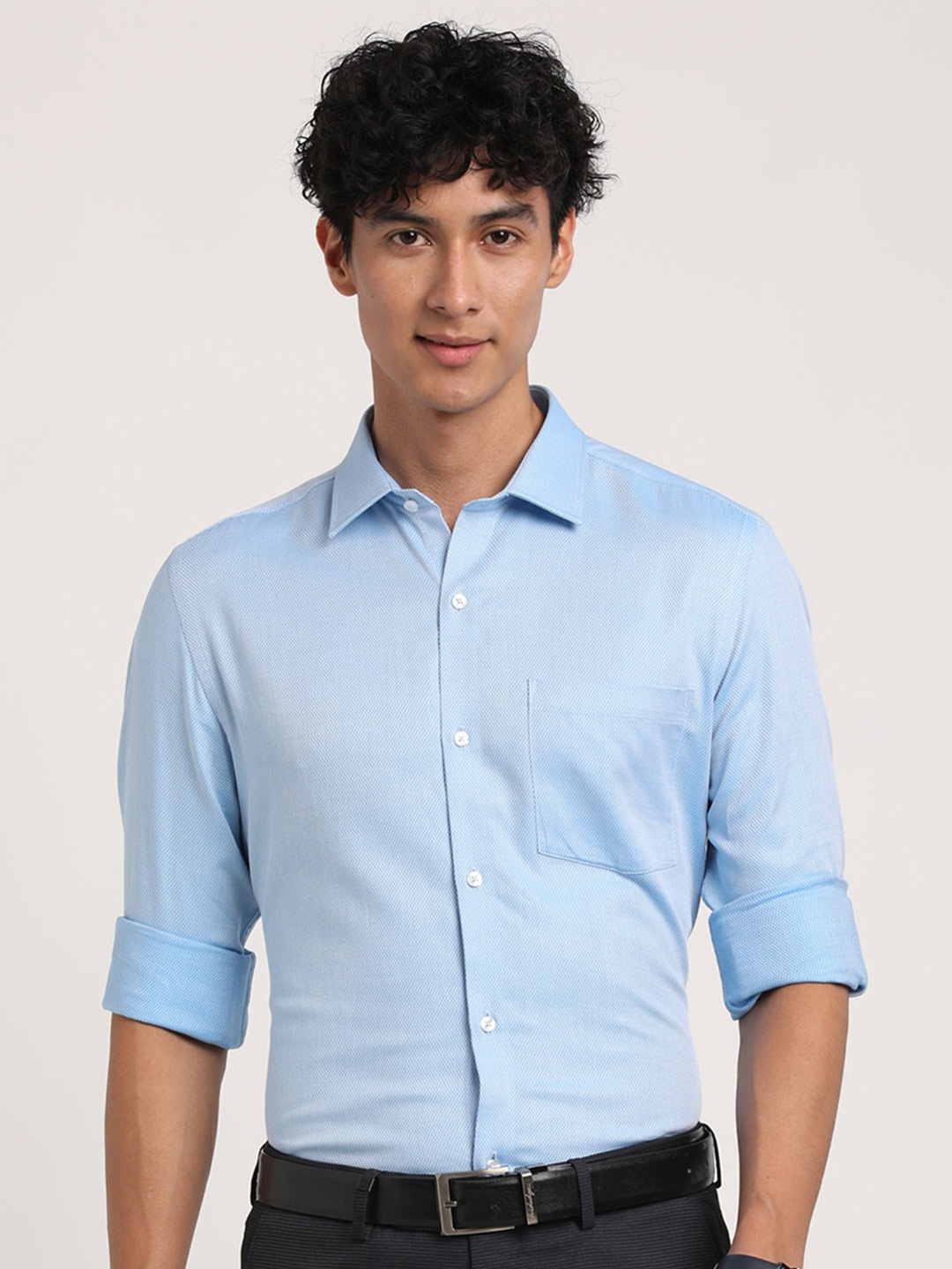 

Turtle Modern Slim Fit Cotton Formal Shirt, Blue