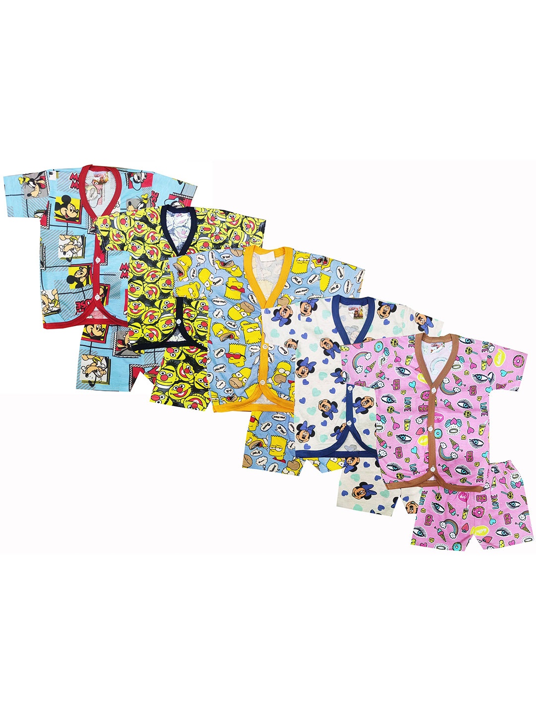 

KIFAYATI BAZAR Kids Pack Of 5 Printed T-shirt With Shorts, Blue