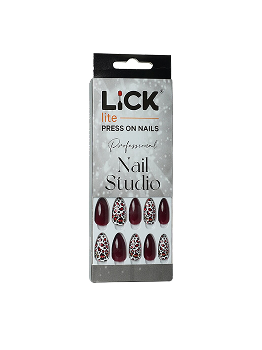 

LICK 28 Pcs Animal Print Acrylic Reusable Nails Extension - Maroon