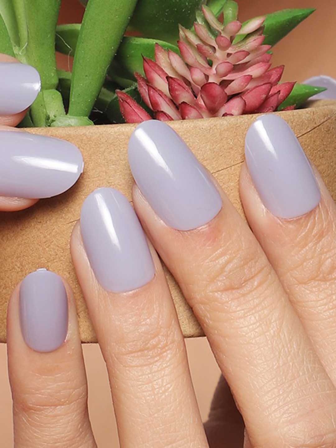 

LICK 24 Pcs Oval Shape Fake Stick On Nails Extensions - Grey