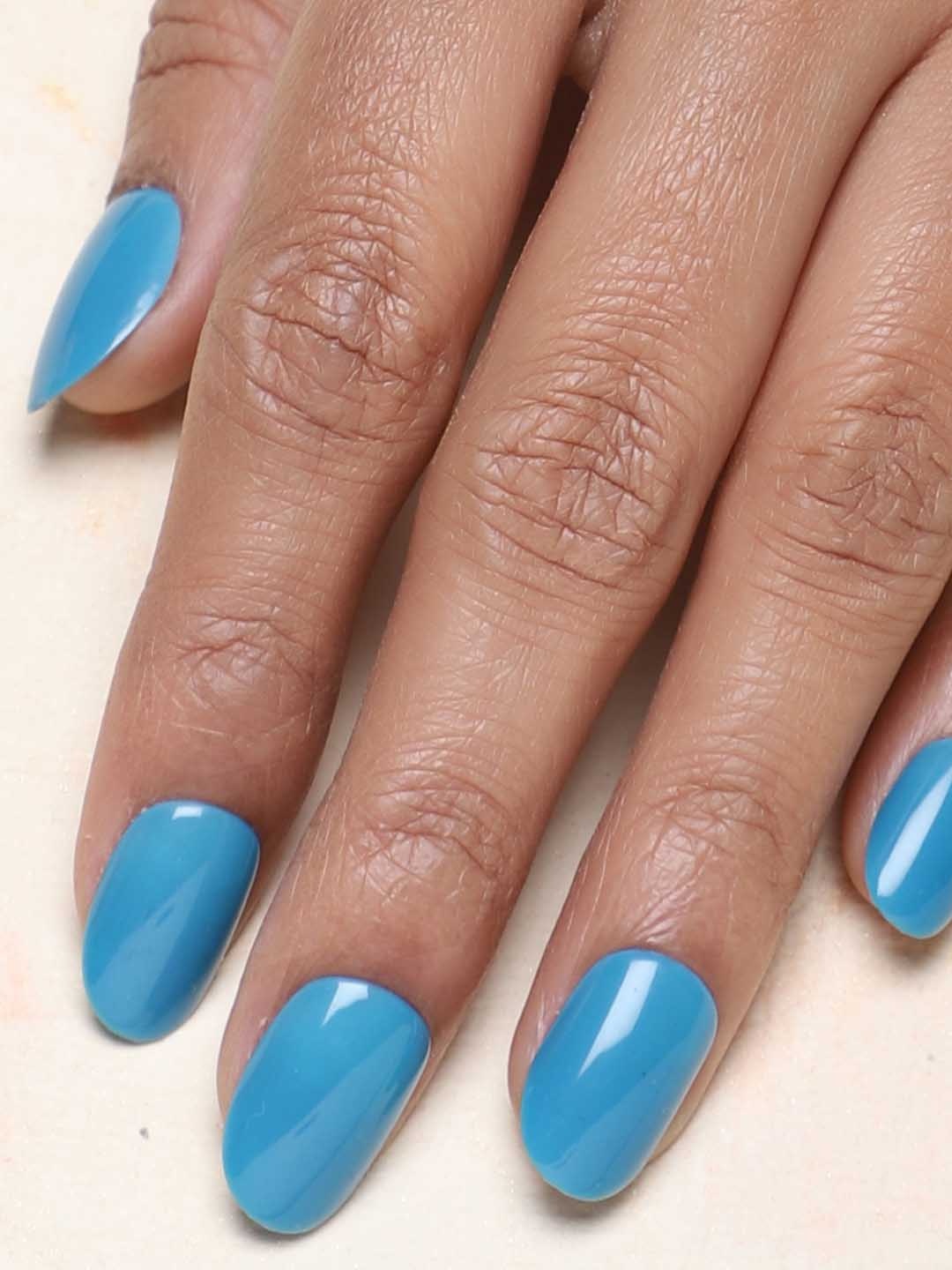 

LICK 24 Pcs Oval Shape Acrylic Nails Extension Reusable Artificial Nails -Turquoise Blue