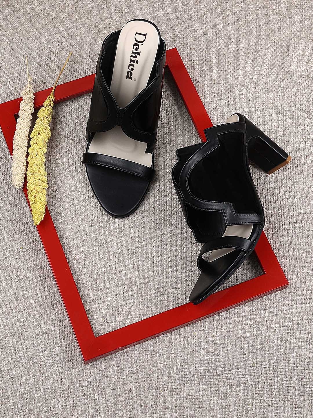 

DChica Girls Open Toe Slim Heels, Black