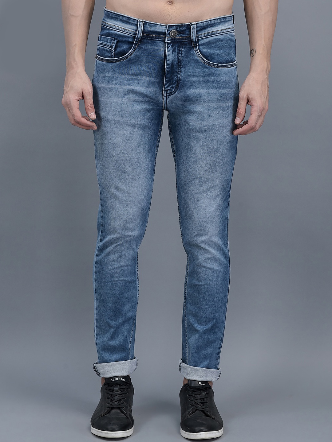 

COBB Men Slim Fit Heavy Fade Jeans, Blue