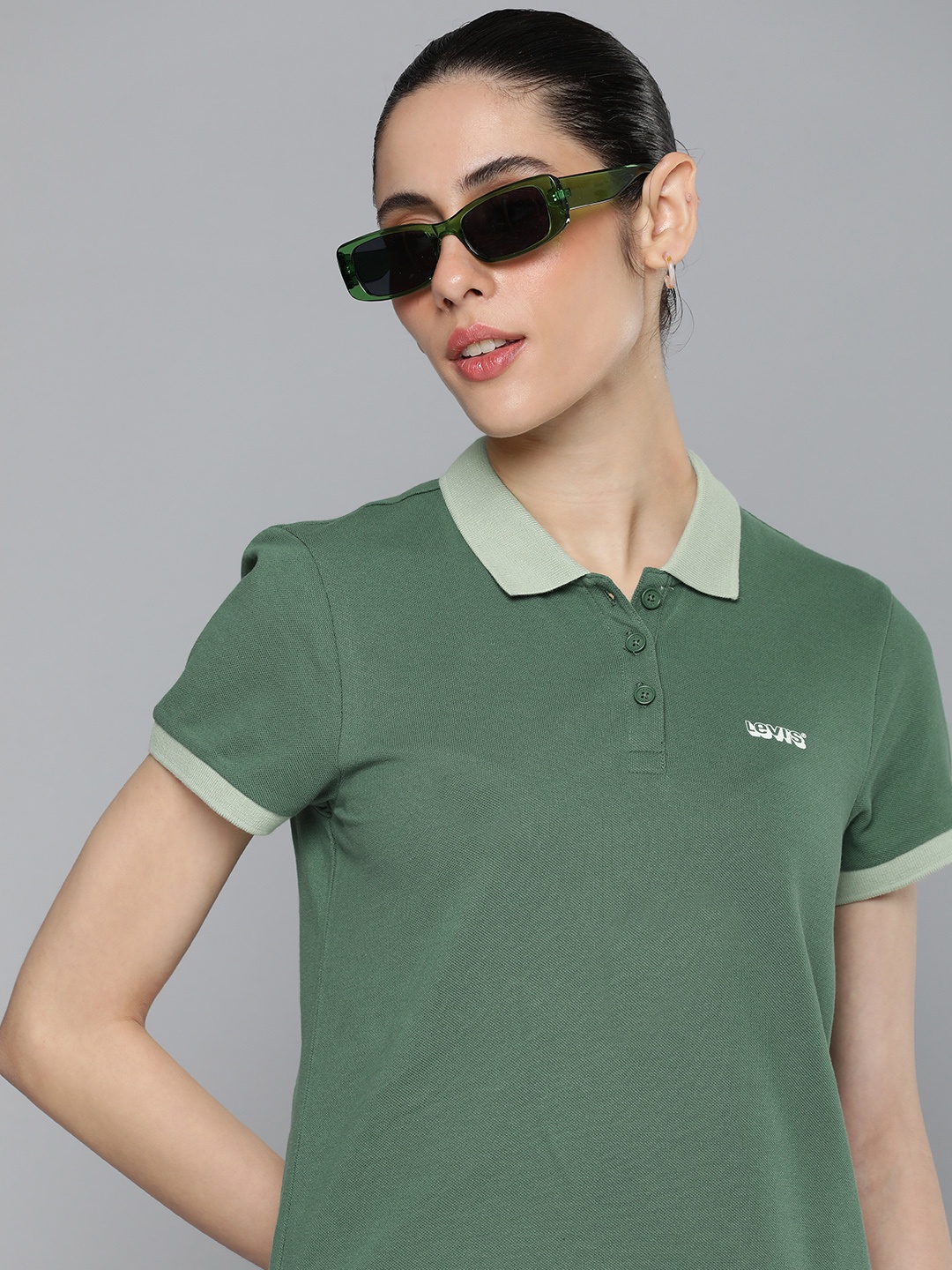 

Levis Polo Collar Pure Cotton T-shirt, Green