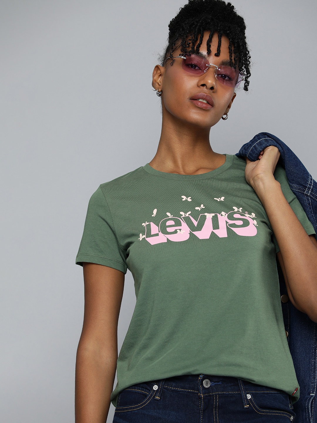 

Levis Brand Logo Printed Pure Cotton T-shirt, Green