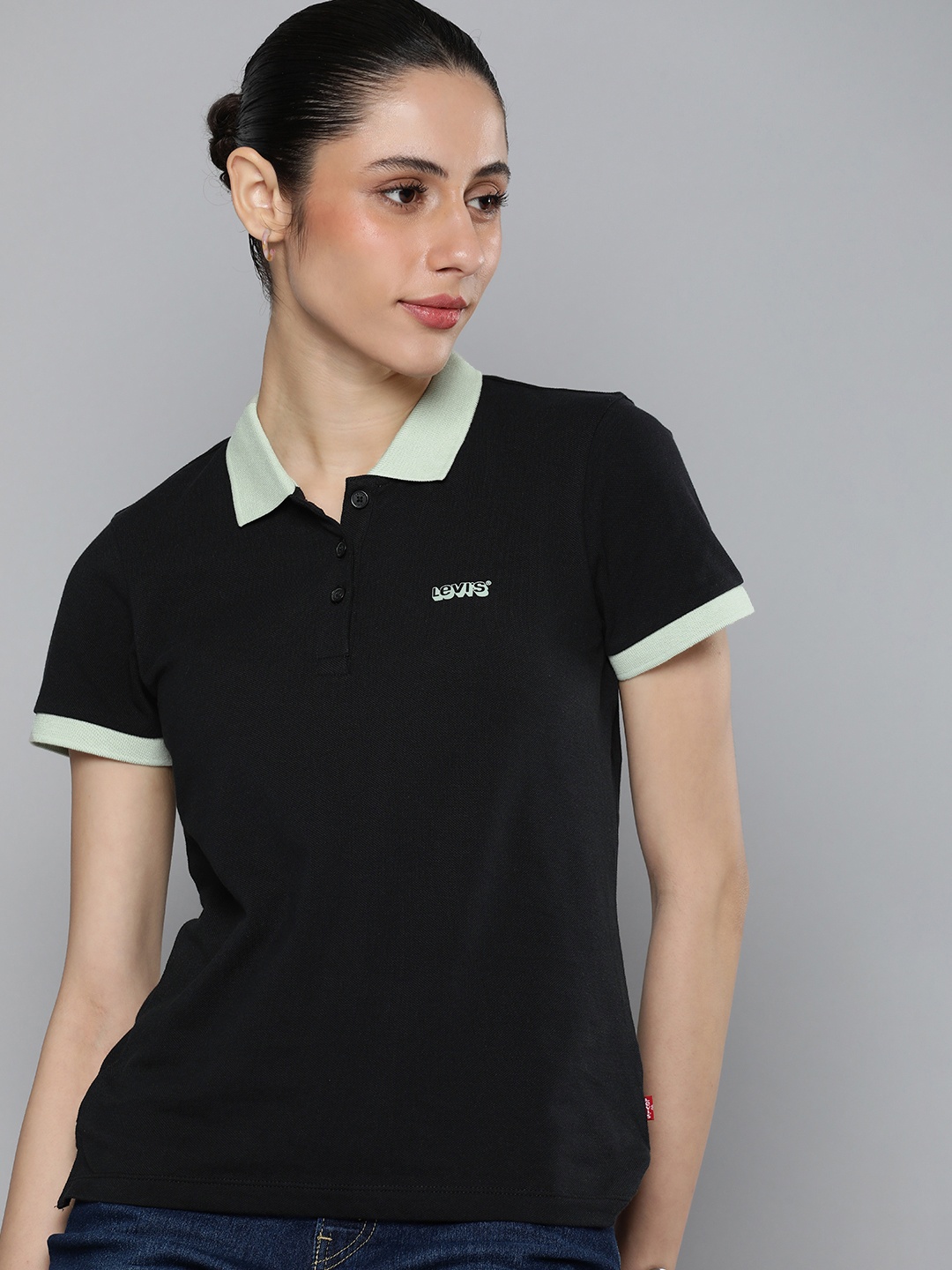 

Levis Polo Collar Pure Cotton T-shirt, Black