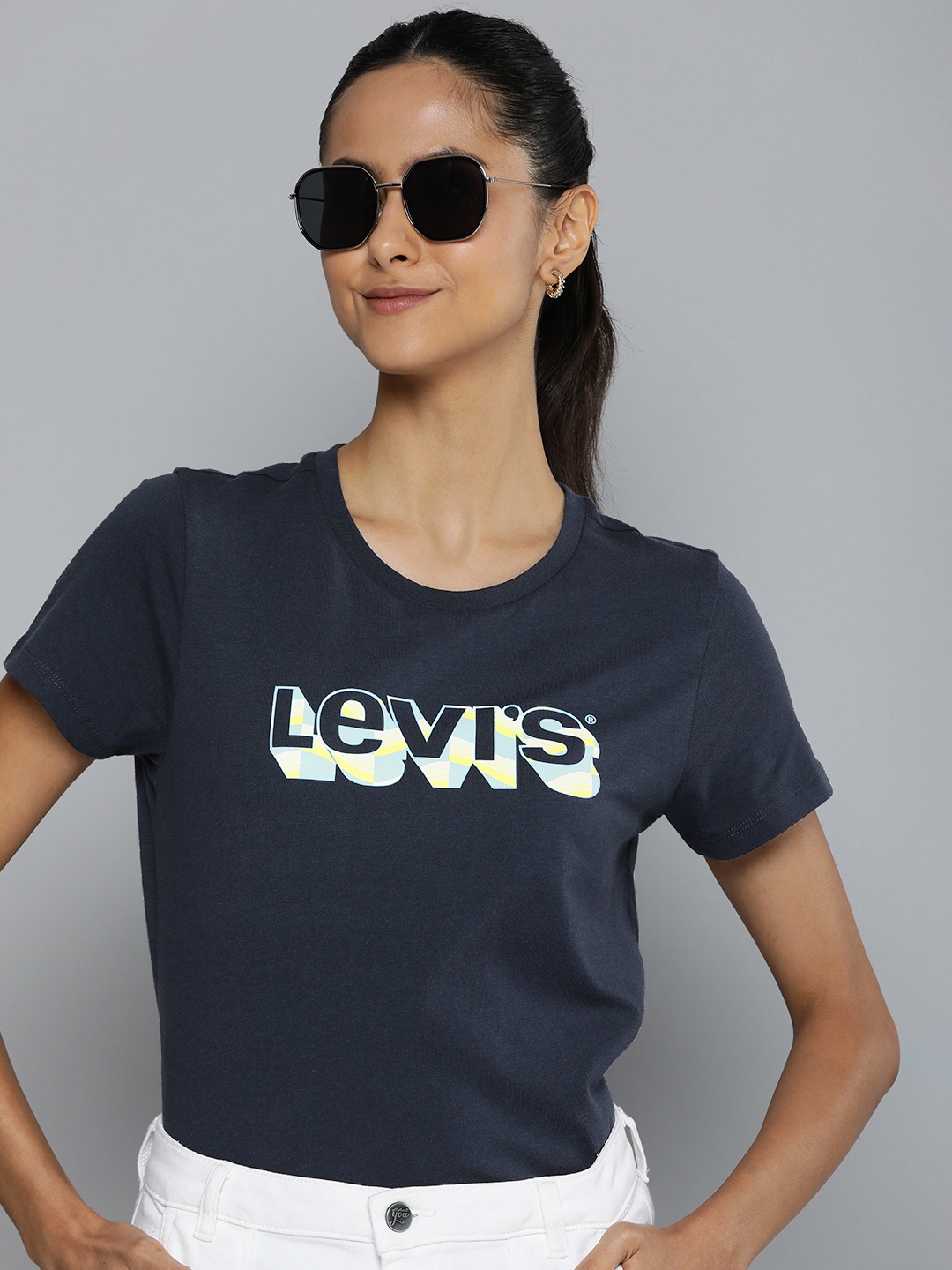 

Levis Brand Logo Printed Pure Cotton T-shirt, Navy blue