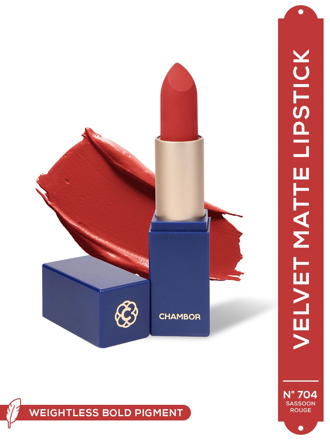 

Chambor Colour Studio Ultra Vibes Velvet Matte Lipstick - Sassoon Rouge N704, Red