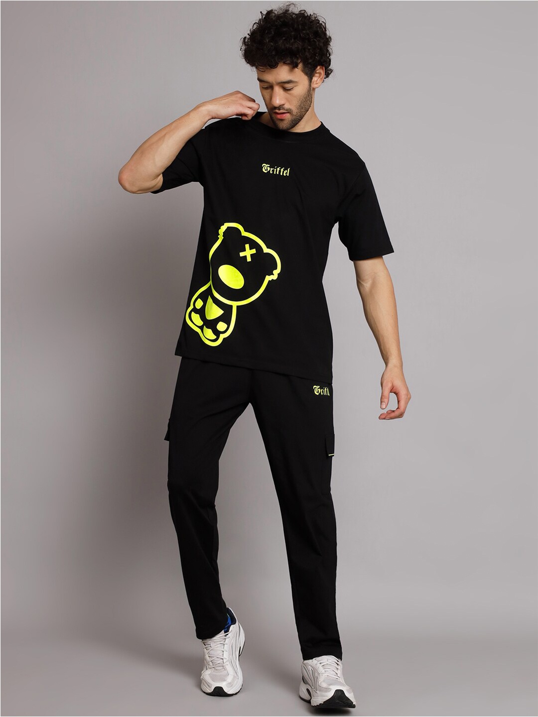 

GRIFFEL Graphic Printed Pure Cotton Tracksuits, Black