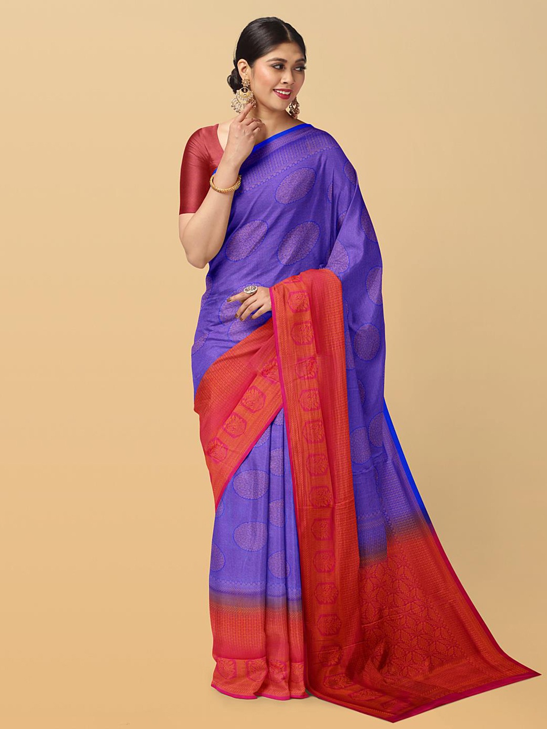 

Kalamandir Ethnic Motifs Woven Design Zari Silk Blend Saree, Blue