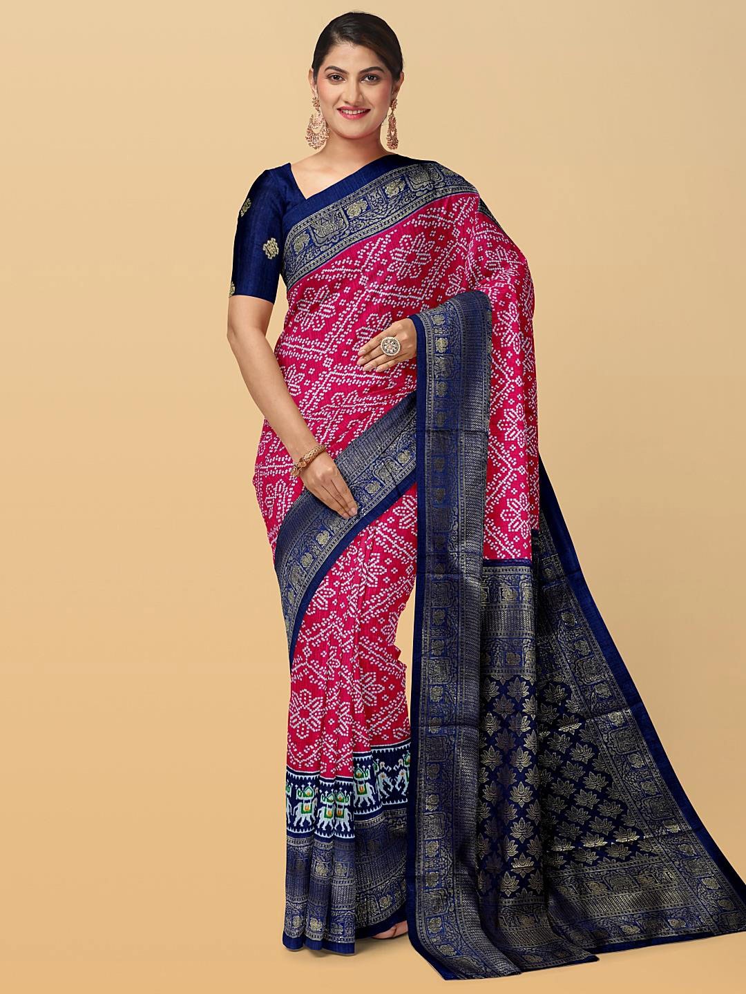 

Kalamandir Ethnic Motifs Printed Saree, Pink