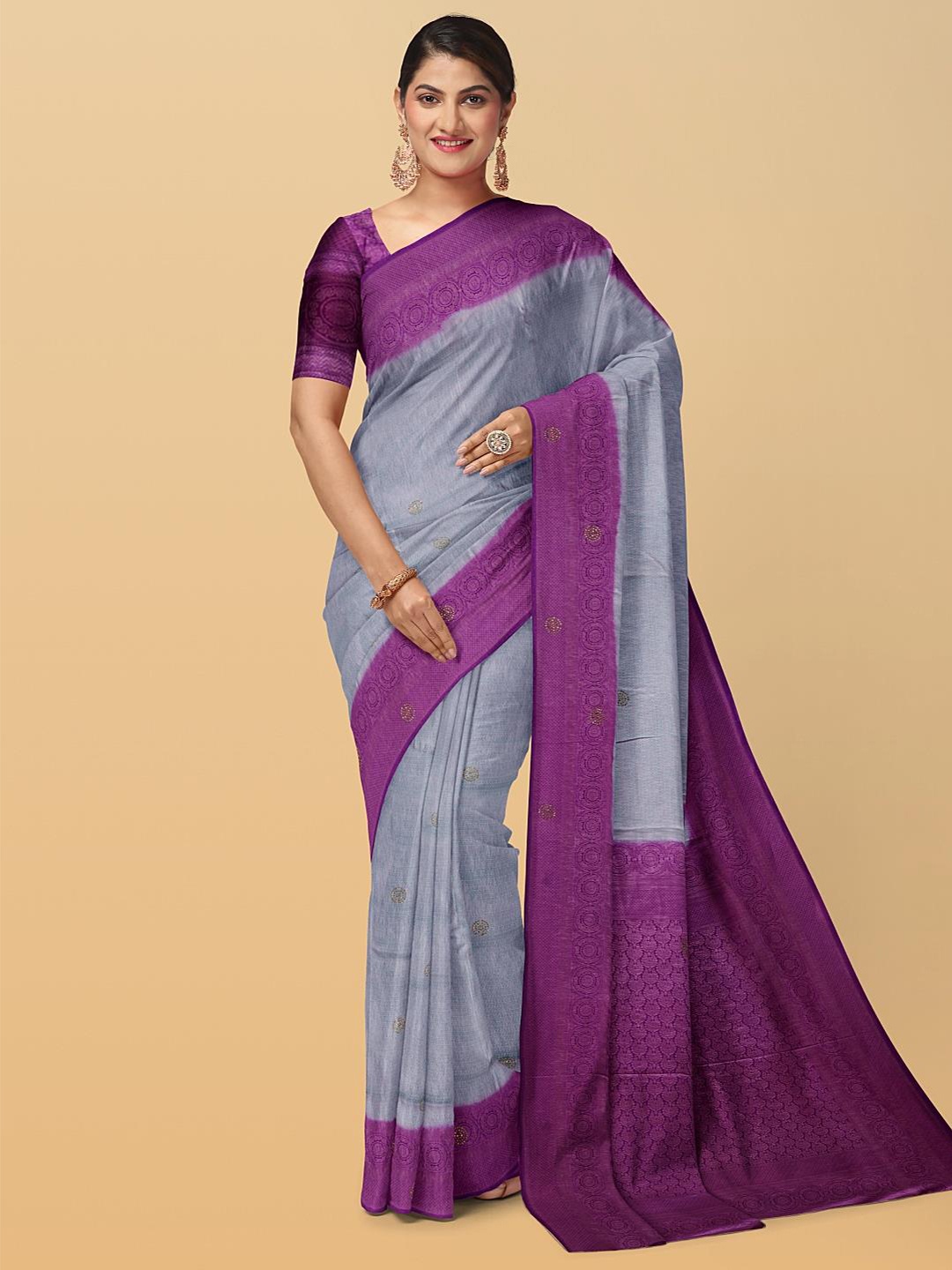 

Kalamandir Woven Design Zari Silk Blend Saree, Grey