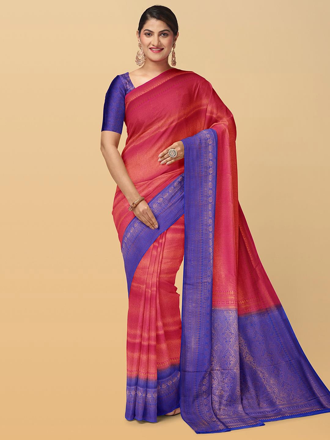 

Kalamandir Ethnic Woven Design Zari Saree, Pink