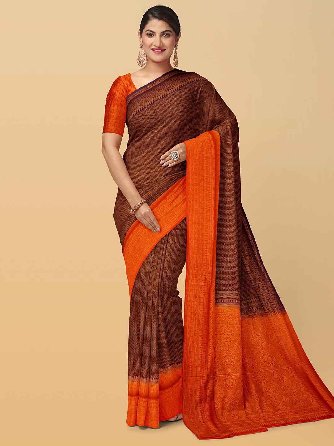 

Kalamandir Ethnic Motifs Woven Design Zari Silk Blend Saree, Maroon