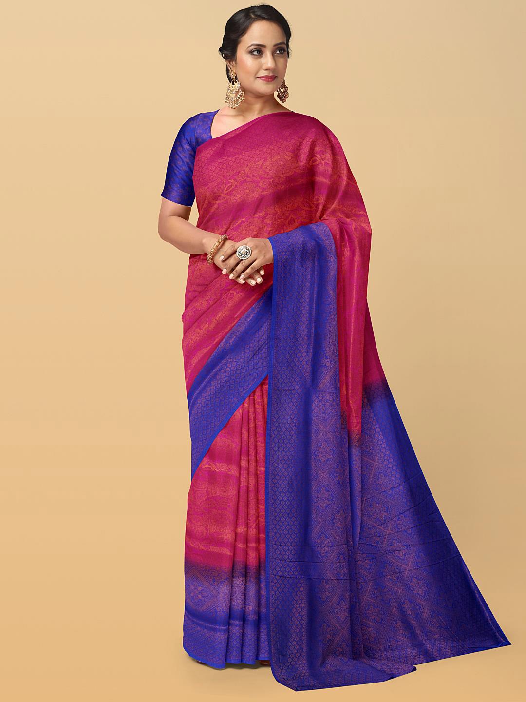 

Kalamandir Woven Design Zari Silk Blend Saree, Pink