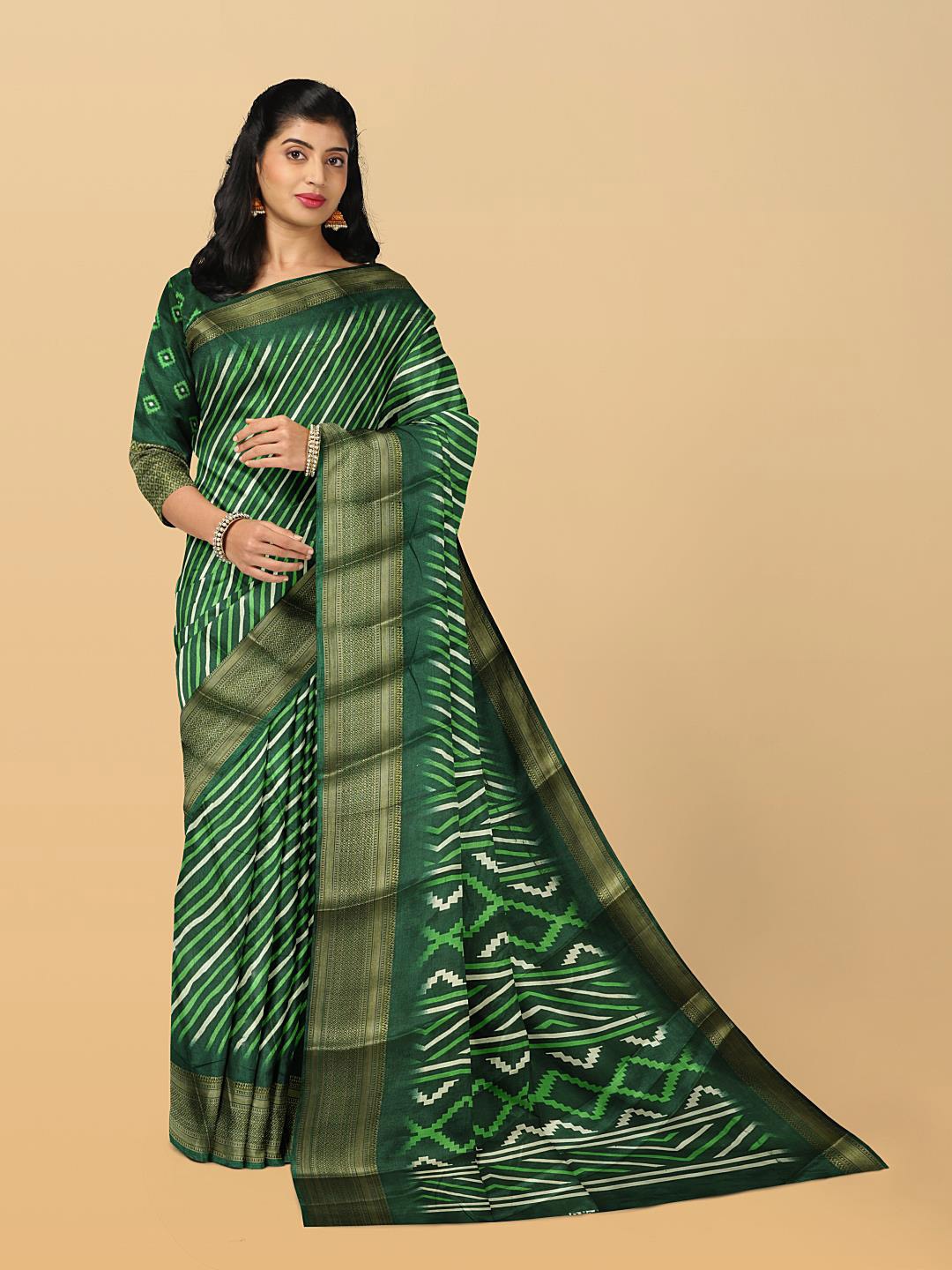 

Kalamandir Leheriya Zari Saree, Green
