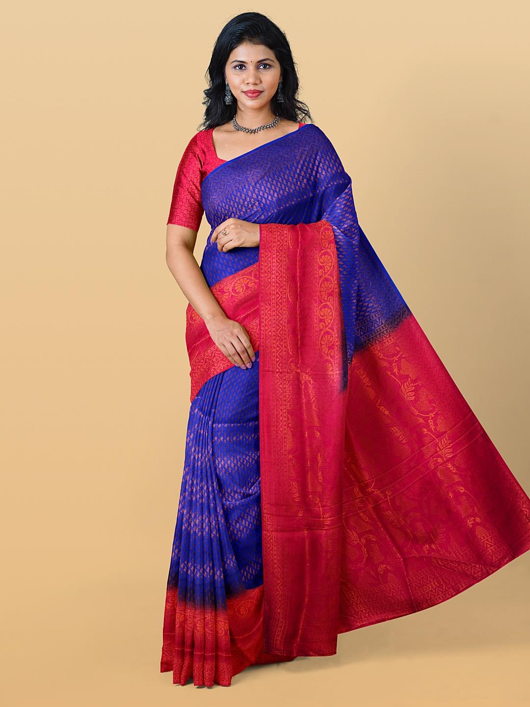 

Kalamandir Woven Design Zari Silk Blend Saree, Blue