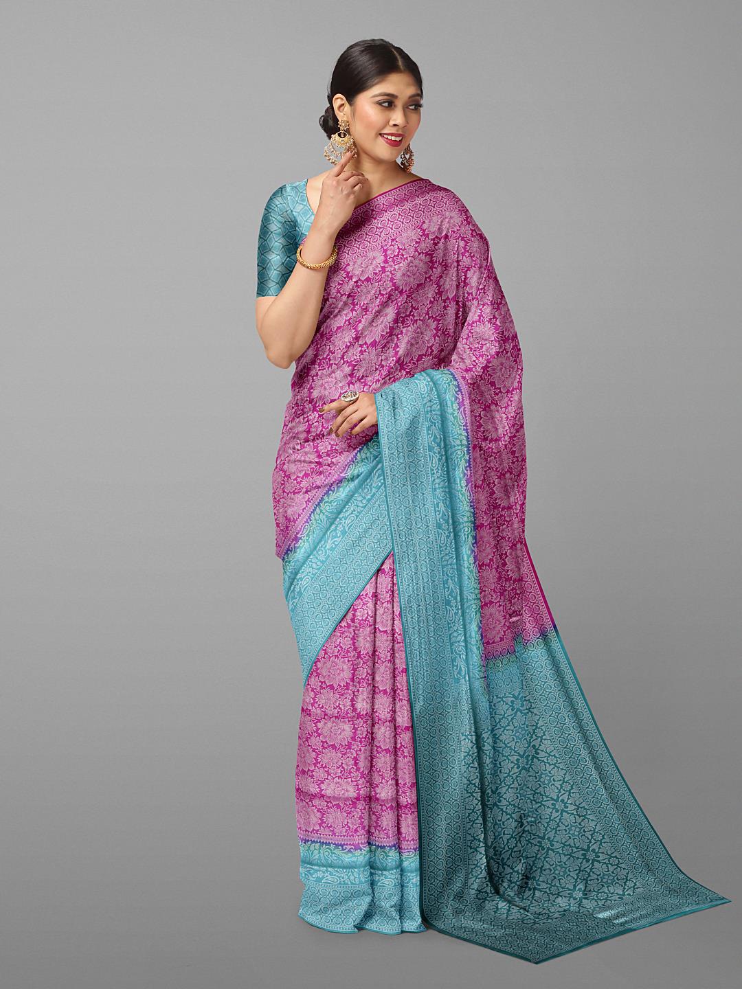 

Kalamandir Floral Woven Design Zari Saree, Pink