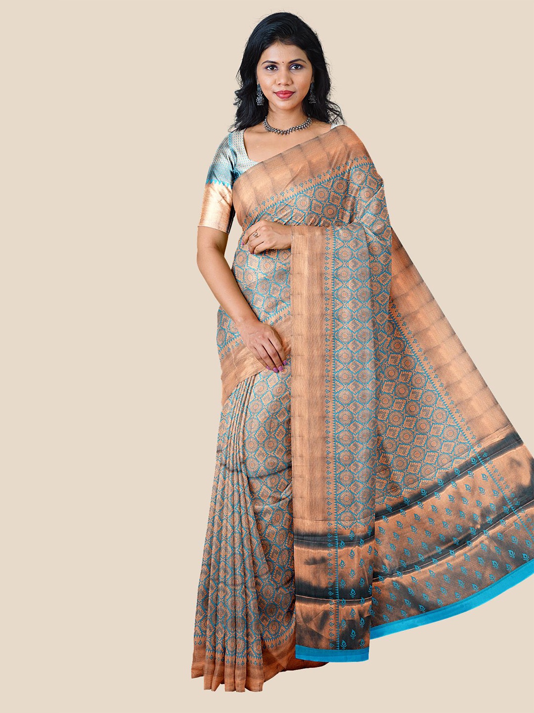 

Kalamandir Woven Design Zari Silk Blend Saree, Blue