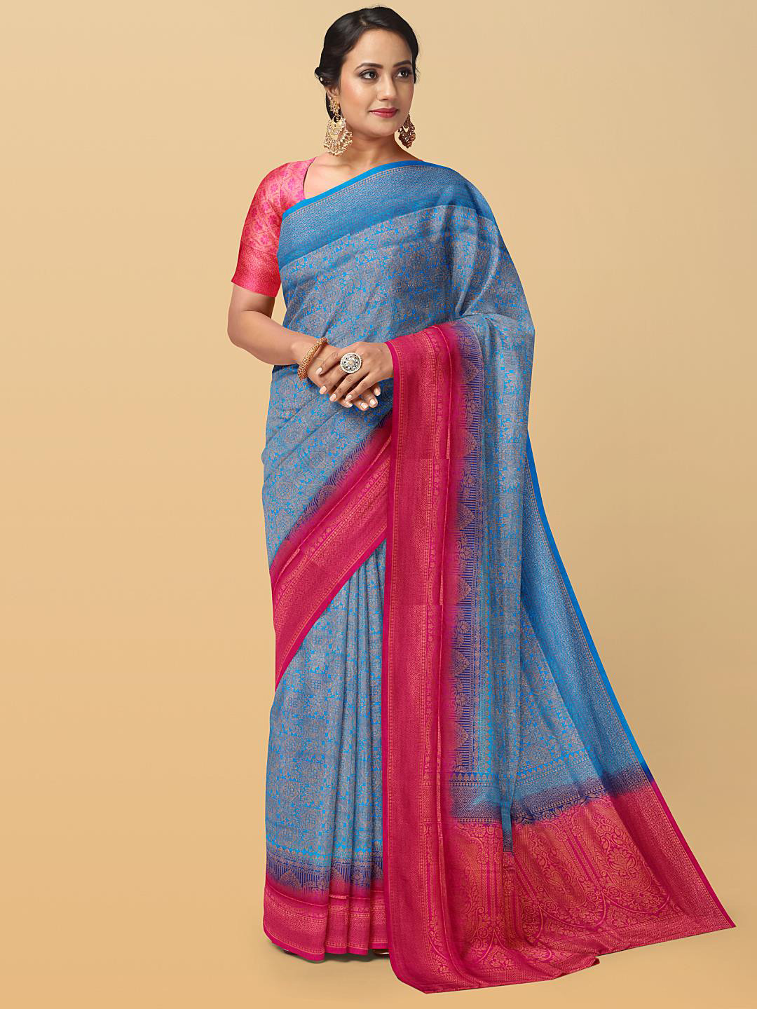 

Kalamandir Woven Design Zari Silk Blend Saree, Blue