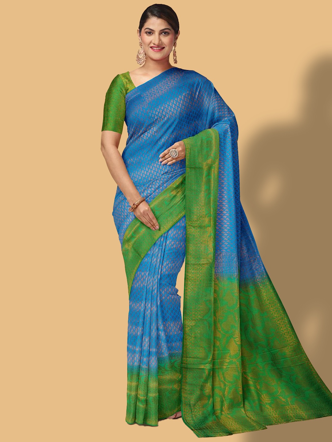 

Kalamandir Woven Design Zari Silk Blend Saree, Blue