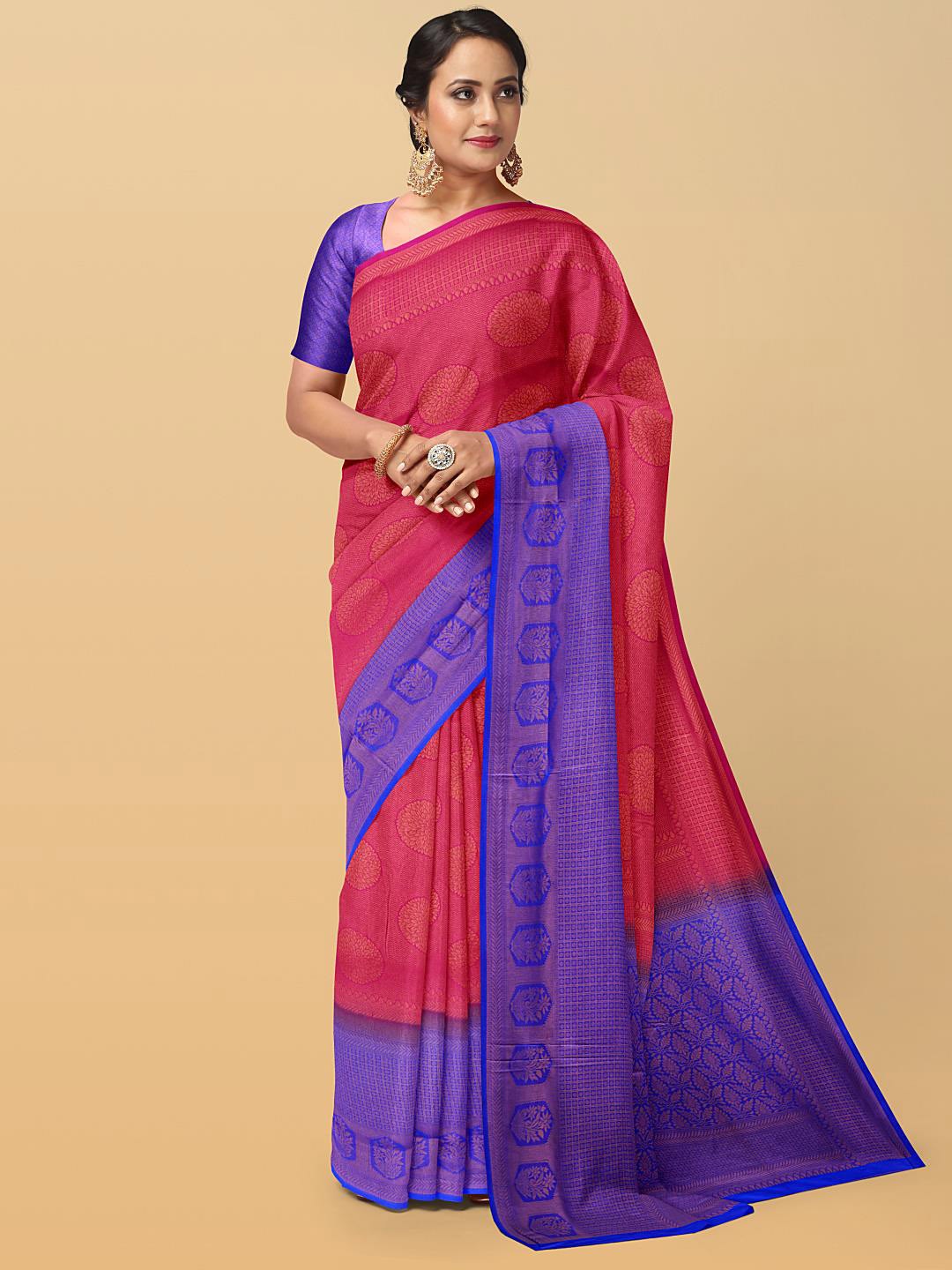 

Kalamandir Ethnic Woven Design Zari Saree, Pink