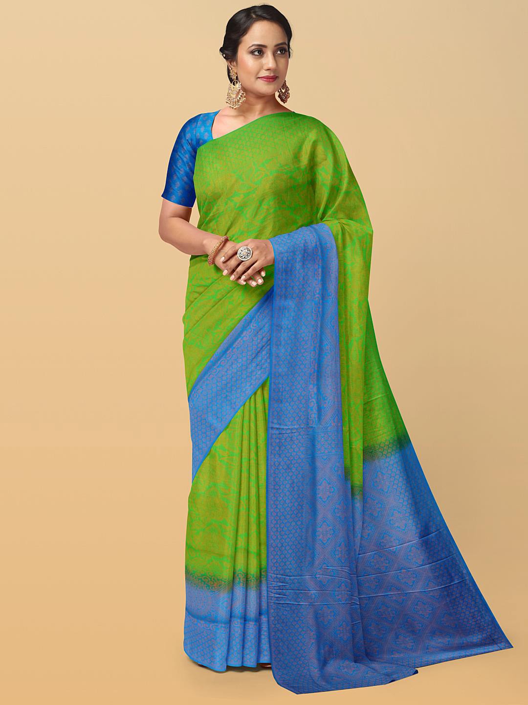 

Kalamandir Floral Woven Design Zari Saree, Green