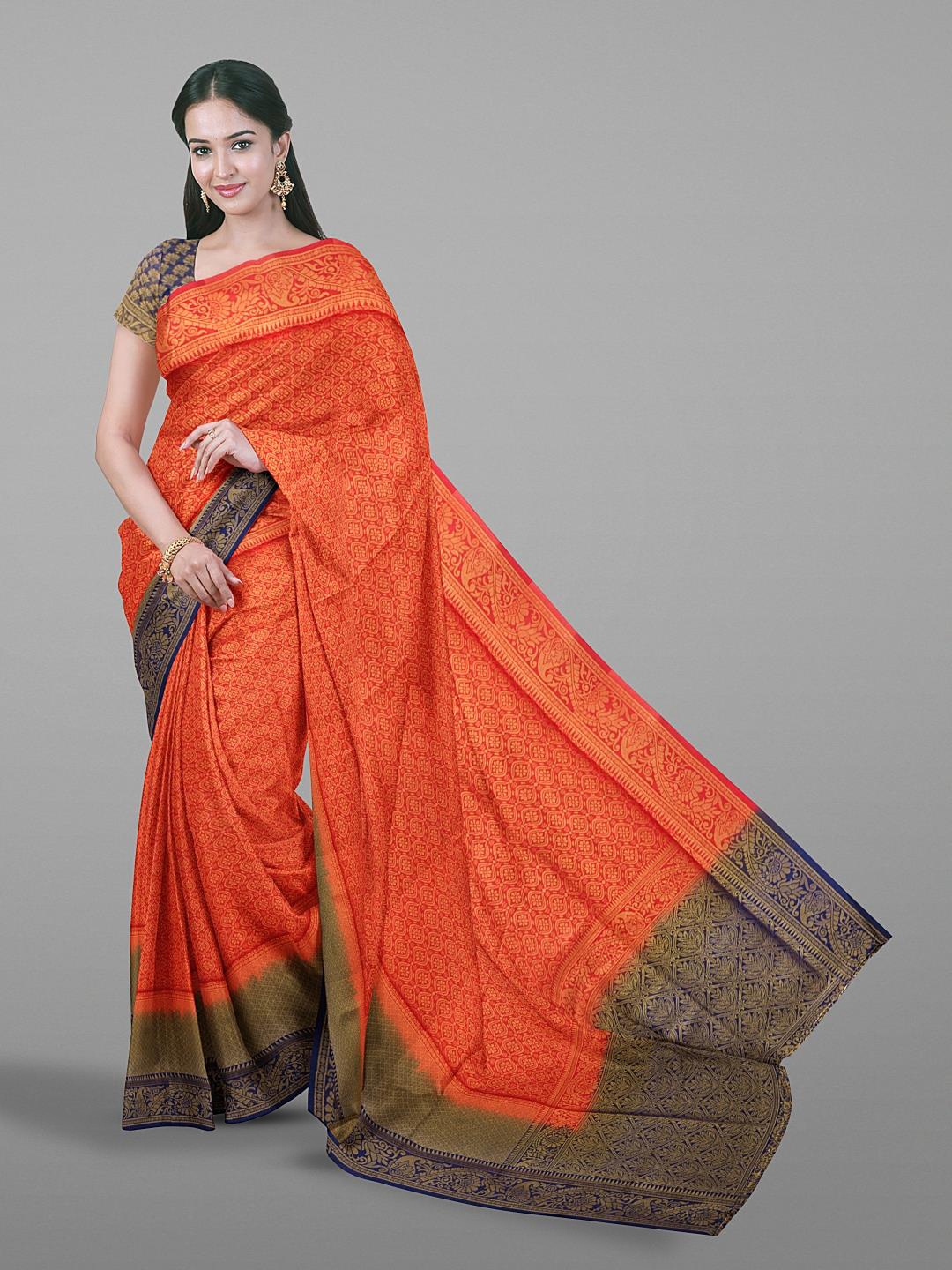 

Kalamandir Woven Design Zari Silk Blend Saree, Red