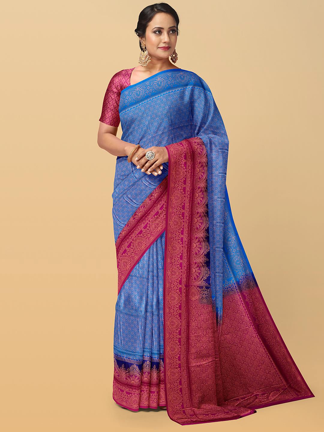 

Kalamandir Woven Design Zari Silk Blend Saree, Blue