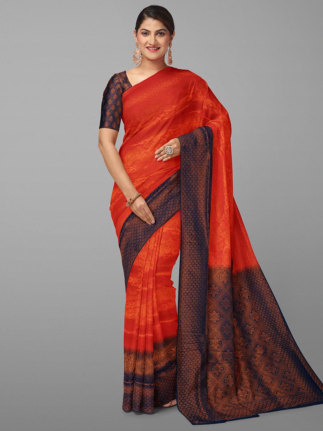 

Kalamandir Woven Design Zari Silk Blend Saree, Red