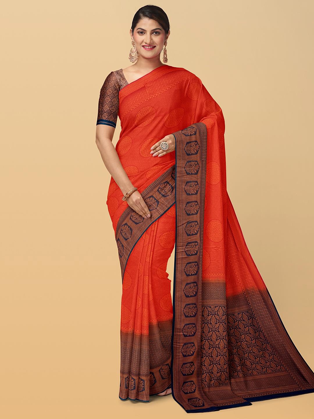 

Kalamandir Ethnic Motifs Woven Design Zari Silk Blend Saree, Red