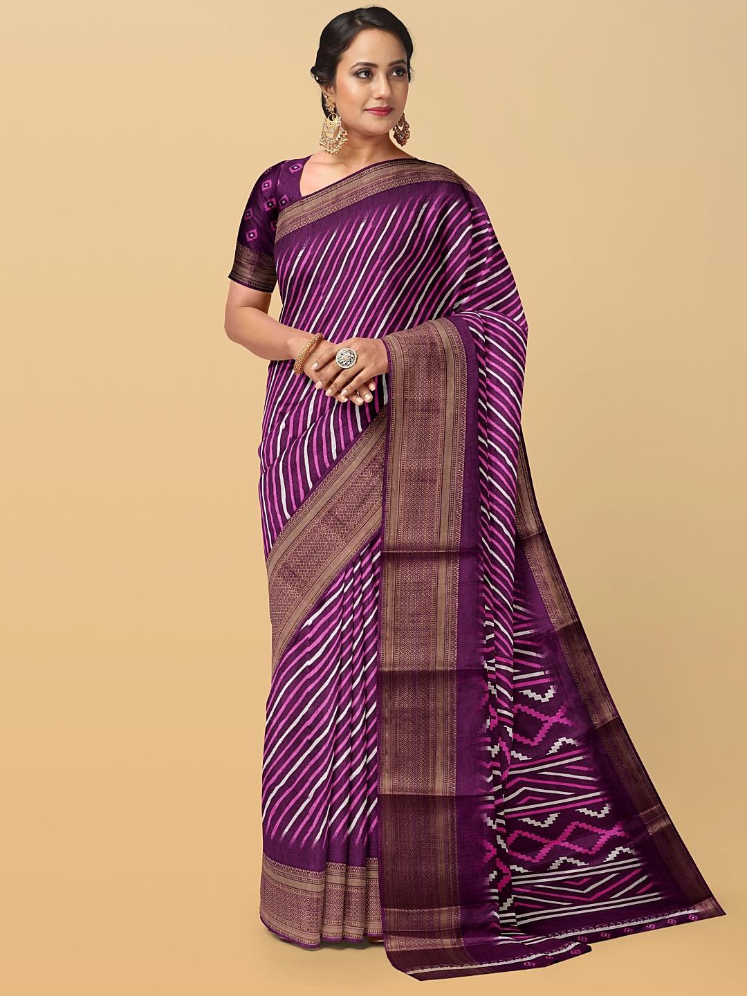 

Kalamandir Leheriya Printed Zari Saree, Purple