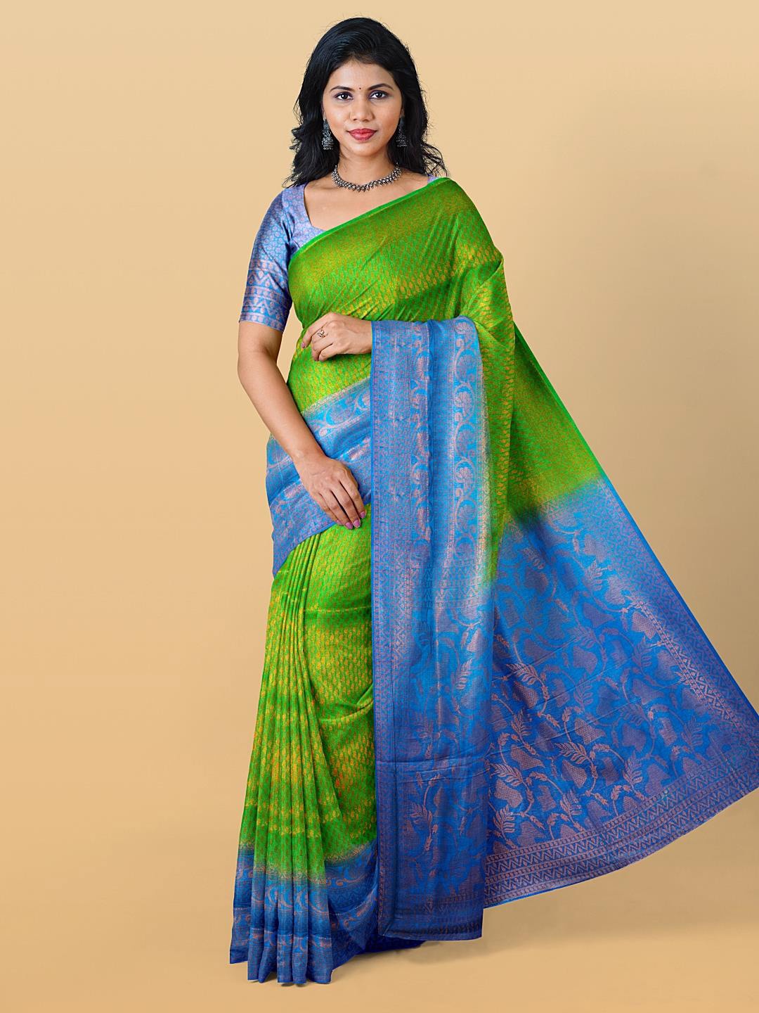 

Kalamandir Woven Design Ethnic Motifs Zari Saree, Green
