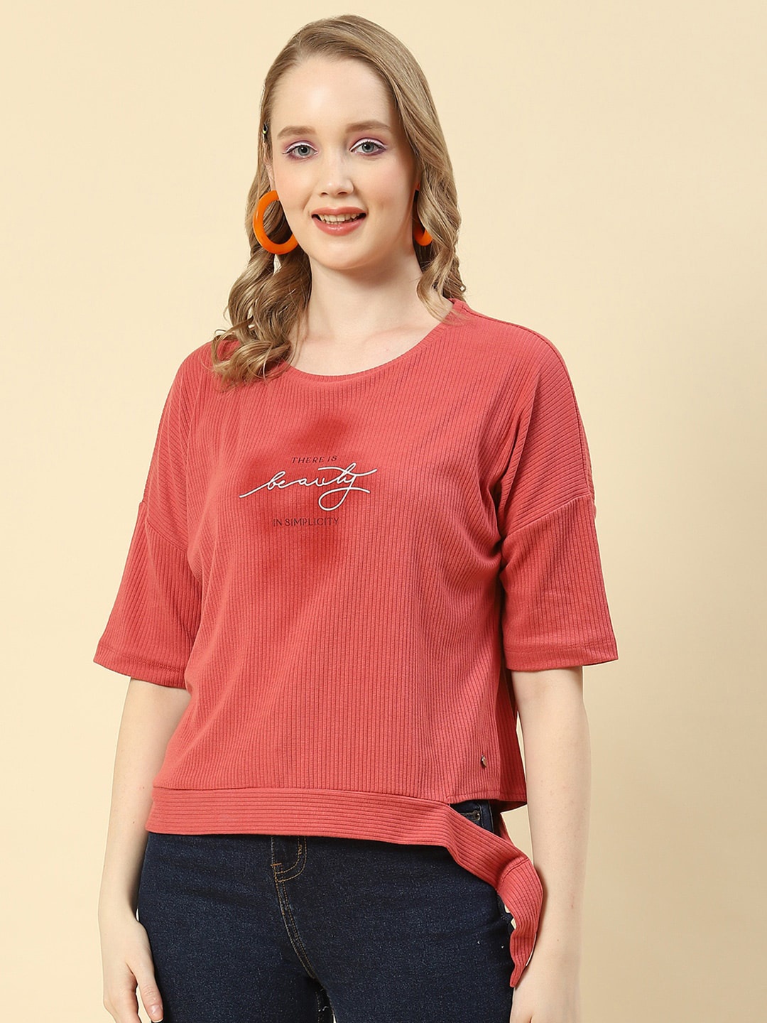 

Monte Carlo Round Neck Cotton Top, Red